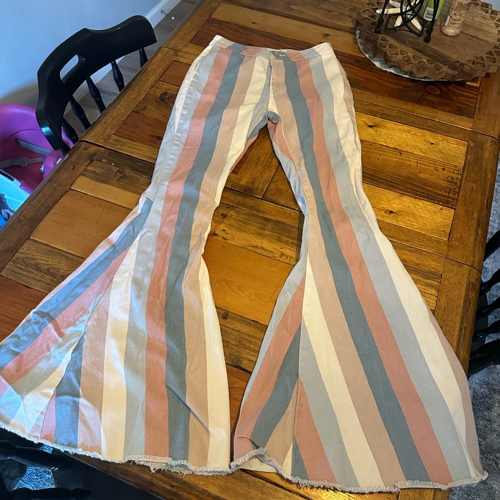 Altar’d State Striped Bell Bottoms Size Small